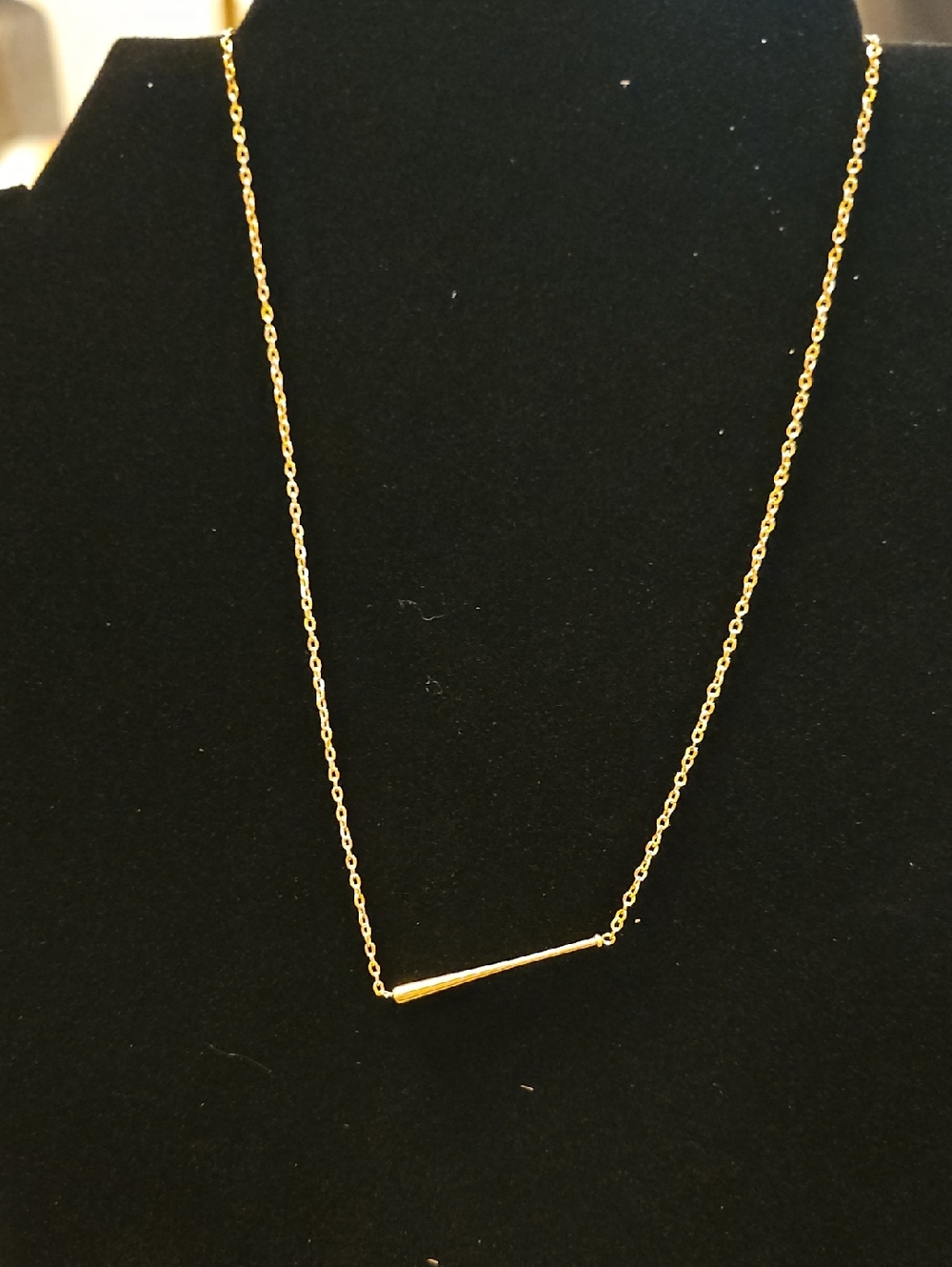 Plunder Gold Tone Horizontal Bat Necklace